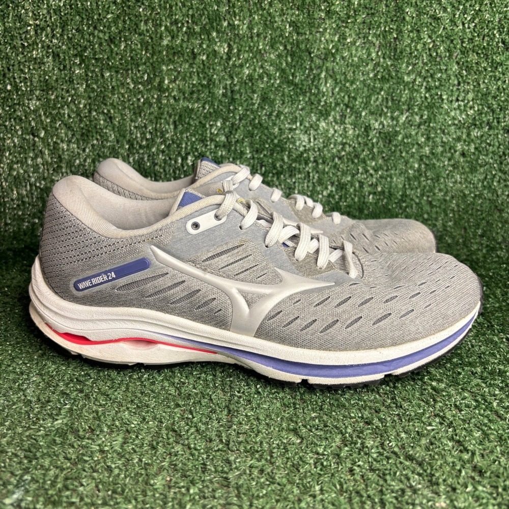 Mizuno Wave Rider 24 Knit Mesh Performance Athletic Running Shoe Grey Womens 9.5